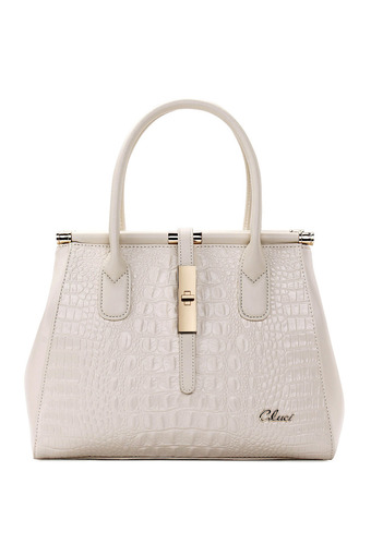 CLUCI Crocodile Grain Leather Bag Ladies Handbags Shoulder Bag White (intl)