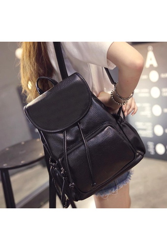 Little Bag กระเป๋าเป้สะพายหลัง กระเป๋าเป้เกาหลี กระเป๋าสะพายหลังผู้หญิง backpack women รุ่น LP-083 (สีดำ)