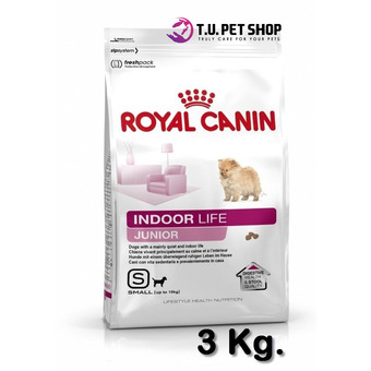 Royal Canin Indoor Life Junior 3 Kg โรยัลคานิน อาหารสำหรับสุนัขพันธุ์เล็กเลี้ยงในบ้าน แรกเกิด- 10เดือน ขนาด 3 กิโลกรัม