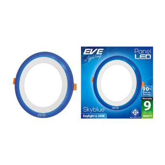 EVE โคมพาเนลไลท์แอลอีดี สกายบลู หน้ากลม (6+3) 9 วัตต์ เดย์ไลท์ แพ็ค 2 หลอด