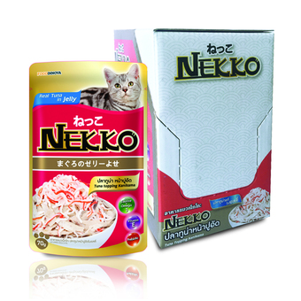 Nekko อาหารแมวเน็กโกะ ปลาทูน่าหน้าปูอัด 70 g. x 12 ซอง