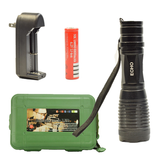 CREE ไฟฉาย สีดำ รุ่น XML-T6 (ไฟแรงมาก) ถ่านชาร์จพร้อมที่ชาร์จ + กล่องใส้ถ่าน AAA + ถ่านชาร์จ แถมฟรี Flashlight Box
