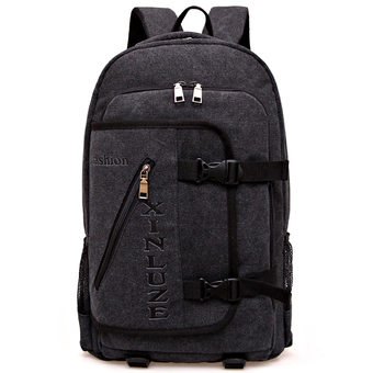 Nifty Well กระเป๋าเป้สะพายหลัง Backpack กระเป๋าเดินทาง ขนาดกลาง ผ้าแคนวาส ( สีดำ )