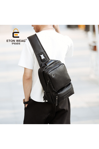  Korean New Men Big Chest Bag Old School Fashion Men Single Shoulder Bag Men Crossbody Bag Sling Bag IpadBag -Black - Intl