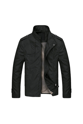 Men Jackets Collar Slim Short Coat (Black)