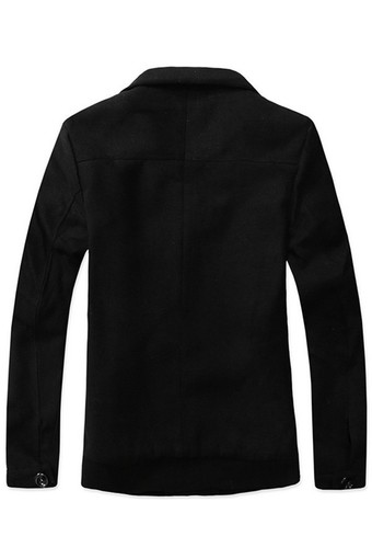 LANBAOSI Men&#039;s White Fleece Contrast Color Warm Slim Fit Winter Topcoat Black