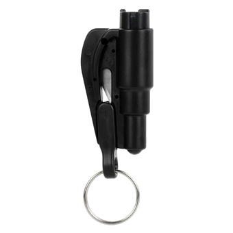 Multifunction 3-in-1 Emergency Car Safety Hammer + Belt Cutter + Keyring - Black