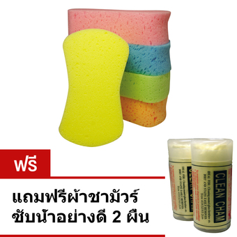 WASABI ฟองน้ำล้างรถ 5 ชิ้้นแพค (แถมฟรีผ้าชามัวร์ 2 ผืน)