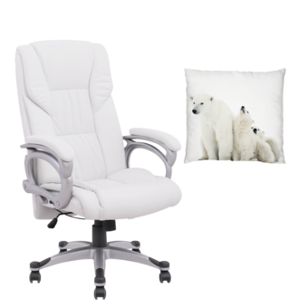 U-RO DECOR เก้าอี้สำนักงาน เพื่อสุขภาพปรับนอนได้ รุ่น HAMBURG (สีขาว) + หมอนอิงพิมพ์ลาย รุ่น COLA FAMILY-A โคล่า แฟมิลี่-เอ
