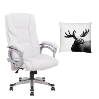 U-RO DECOR เก้าอี้สำนักงาน รุ่น HAMBURG (สีขาว) + หมอนอิงพิมพ์ลาย รุ่น RAINDEER