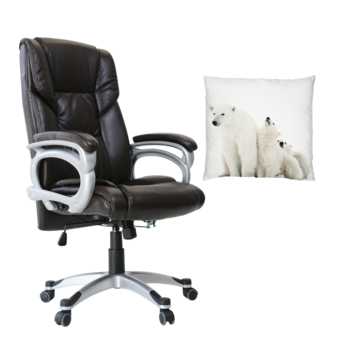 U-RO DECOR เก้าอี้สำนักงาน รุ่น HAMBURG (สีน้ำตาล) + หมอนอิงพิมพ์ลาย รุ่น COLA FAMILY-A