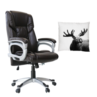 U-RO DECOR เก้าอี้สำนักงาน รุ่น HAMBURG (สีน้ำตาล) + หมอนอิงพิมพ์ลาย รุ่น RAINDEER