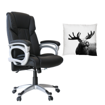 U-RO DECOR เก้าอี้สำนักงาน รุ่น HAMBURG (สีดำ) + หมอนอิงพิมพ์ลาย รุ่น RAINDEER