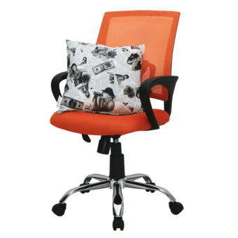 U-RO DECOR เก้าอี้สำนักงาน รุ่น MOON มูน (สีส้ม) + หมอนอิงพิมพ์ลาย รุ่น MODEL โมเดล