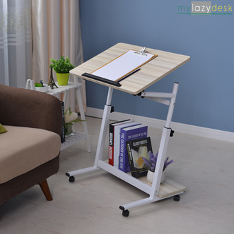 mylazydesk โต๊ะคอมปรับสูงต่ำ TOP 80 CM รุ่น 05#X 80cm White maple ขนาด 80x48x75 cm. (ลายไม้อ่อน)