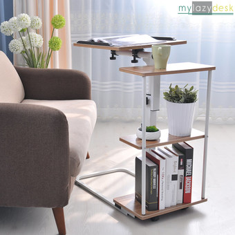 mylazydesk โต๊ะข้างเตียง มีชั้นเก็บของ รุ่น 102 White maple ขนาด 68x40x70 cm. (ลายไม้อ่อน)