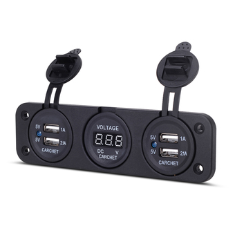 Car Auto 12V 4 USB Cigarette Lighter Sockets Adapter LED Charger Voltmeter