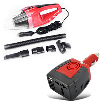 Genius Car Vacuum เครื่องดูดฝุ่นในรถยนต์อัฉริยะ (สีแดง) + Car Inverter แปลงไฟรถเป็นไฟบ้าน 150W (สีแดง)
