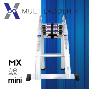 Multi Ladder X บันไดอลูมิเนียม ยืดหดได้ ทรงพาด ยาว 5 เมตร ทรง A ยาว 2.5 เมตร รุ่น MX-28mini