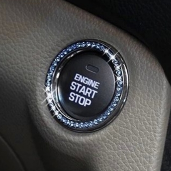 Auto Car Engine Start Stop Ignition Button Diamante Ring Sticker Decoration Whit
