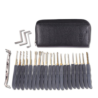 Cocotina 20pcs Unlocking Lock Pick Key Extractor Tool Set with Black Faux Leather Storage Bag