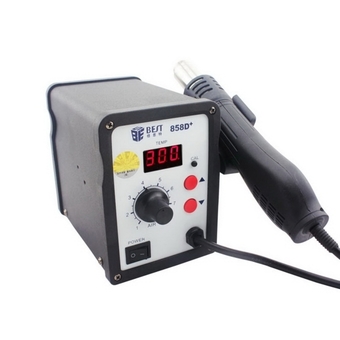 BEST BST-858D+ AC 220V 50Hz 650W LED Displayer Adjustable Temperature Unleaded Hot Air Gun with Helical Wind, US Plug(Black)