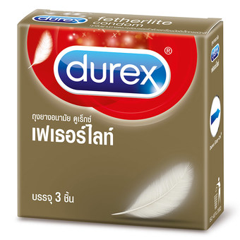 ดูเร็กซ์ ถุงยางอนามัย เฟเธอร์ไลท์ 3 ชิ้น Durex Fetherlite Condom 3&#039;s