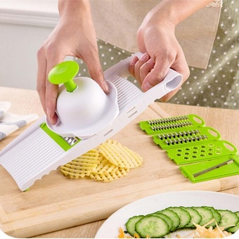 Handheld Multi Mandoline Vegetable Slicer &amp; Grater Kitchen Set/White-Stainless Steel Blades Cutter Graters Julienne Slicers (Intl)
