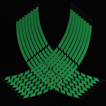 16 Strips Wheel Sticker Reflective Rim Stripe Tape Bike Motorcycle Car 16 17 18inch (Green)