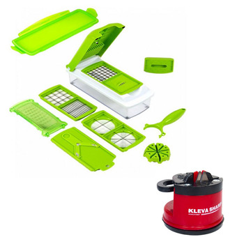 Nicer Dicer Plus ชุดสไลซ์ผัก/ผลไม้อัจฉริย + Kleva Sharp ที่ลับมีด - Green