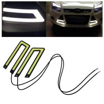 2pcs White COB 6000K Led Daytime Running Light Headlight Fog Lamp U Shape