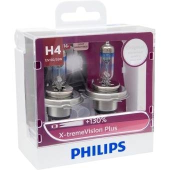 Philips หลอดไฟ รถยนต์ H4 รุ่น X-TREME Vision Plus Upgrade ความสว่าง +130%