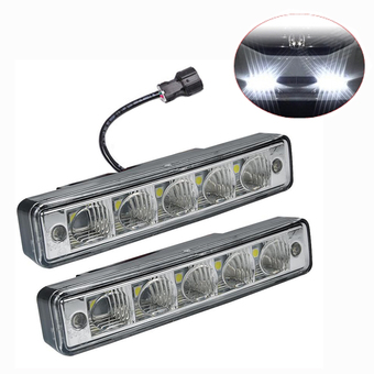 LED ไฟเดย์ไลท์ DRL daytime running lights water proof 5 จุด จำนวน 2ชิ้น-สีขาว