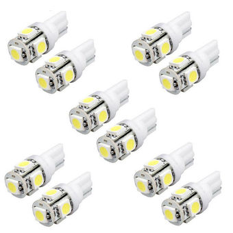 Okdeals 10 x T10 194 168 W5W 5 SMD 5050 White LED Car Wedge Tail Side Light