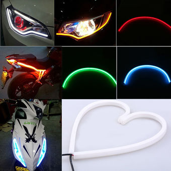 2pcs 30cm 39smd Soft Car Motorcycle LED Strip Light DRL Running Driving LED Strip Lamp White to Yellow - Intl