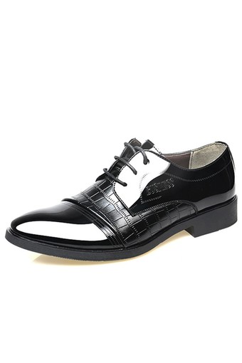 Crocodile Lines Men&#039;s Pointed Business Shoes (Black)