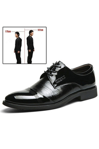 PINSV Leather Mens Formal Shoes Casual Heighten Business Shoes（Black） (Intl)