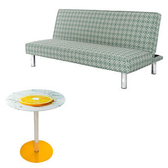 U-RO DECOR BURRY โซฟาเบด 3 ที่นั่ง (สีเขียว) + โต๊ะข้าง รุ่นโตรอนโต-TORONTO - O สีส้ม