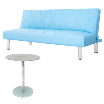 U-RO DECOR DIAMONDชุดโซฟาเบด3ที่นั่ง(สีฟ้า) +โต๊ะข้าง รุ่นโตรอนโต-TORONTO -สีขาว