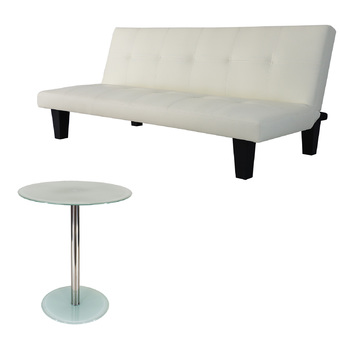 U-RO DECOR SKY โซฟาเบด 3 ที่นั่ง (สีเบจ) + โต๊ะข้าง รุ่นโตรอนโต-TORONTO - สีขาว
