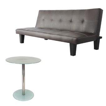 U-RO DECOR SKY โซฟาเบด 3 ที่นั่ง (สีน้ำตาล) + โต๊ะข้าง รุ่นโตรอนโต-TORONTO - สีขาว