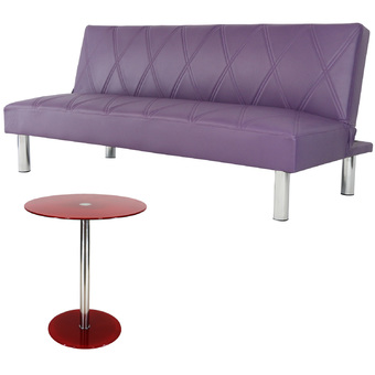 U-RO DECOR DIAMONDชุดโซฟาเบด3ที่นั่ง(สีม่วง) +โต๊ะข้าง รุ่นโตรอนโต-TORONTO -สีแดง