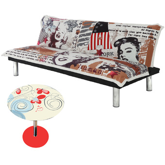 U-RO DECORชุดโซฟาเบด3ที่นั่ง รุ่นPORTLAND +โต๊ะข้าง รุ่นโตรอนโต-TORONTO - Rสีแดง
