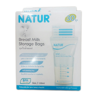 Natur Breast Milk Storage Bags 6 oz. เนเจอร์ ถุงเก็บน้ำนมแม่ 30 ถุง (1 ชุด)
