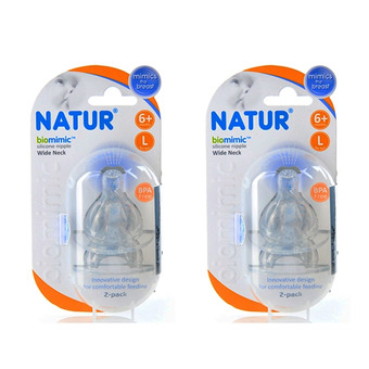 Natur เนเจอร์ จุกนม BIO MIMIC ปากกว้าง แพ็ค 2 ชิ้น ไซส์ L (2 แพ็ค)