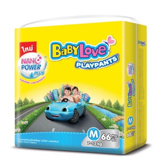 BabyLove กางเกงผ้าอ้อมเด็ก รุ่น เพลย์แพ้นส์ นาโนพาวเวอร์ พลัส ไซส์ M จำนวน 66 ชิ้น