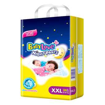 ขายยกลัง! กางเกงผ้าอ้อม Baby Love รุ่น Baby Love Night Pants ไซส์ XXL 3 แพ็ค 102 ชิ้น (แพ็คละ 34 ชิ้น)