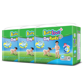 ขายยกลัง! BabyLove กางเกงผ้าอ้อม รุ่น DayPants Plus ไซส์ M 3 แพ็ค 222 ชิ้น (แพ็คละ 74 ชิ้น)