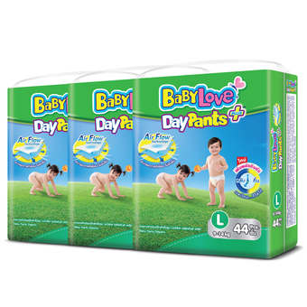 ขายยกลัง! BabyLove กางเกงผ้าอ้อม รุ่น DayPants Plus ไซส์ L 3 แพ็ค 132 ชิ้น (แพ็คละ 44 ชิ้น)