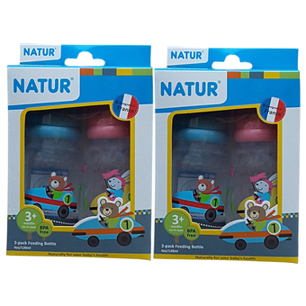 Natur ขวดนม 4 ออนซ์ ลายสัตว์น่ารัก 2 ขวด/แพ็ค (แพ็ค 2)